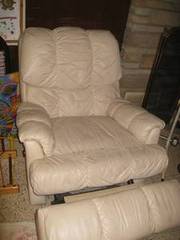 Full Leather Sofa Set with Sofa Bed and Rocking Chair