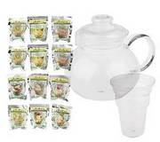 Primula Glass Tea Pot with 12 flowering Teas Brand New