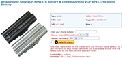 Sony VGP-BPS13/B Battery