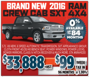 2016 RAM Crew Cab SXT 4X4 Toronto 