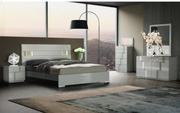 Grey- 8 Piece Bedroom Set- Bed,  Dressor,  5 Drawer Chest,  Footboard
