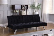 Velvet Sofa Beds with Chrome Legs- Black