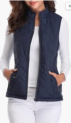 Fuinloth Women's Quilted Vest,  Stand Collar- https://amzn.to/3Uqgi5V