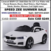 Licensed BMW GT Child Ride On 12V Car White